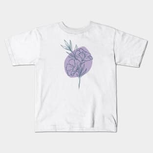 Hand Drawn Flowers with Pastel Colored Background Kids T-Shirt